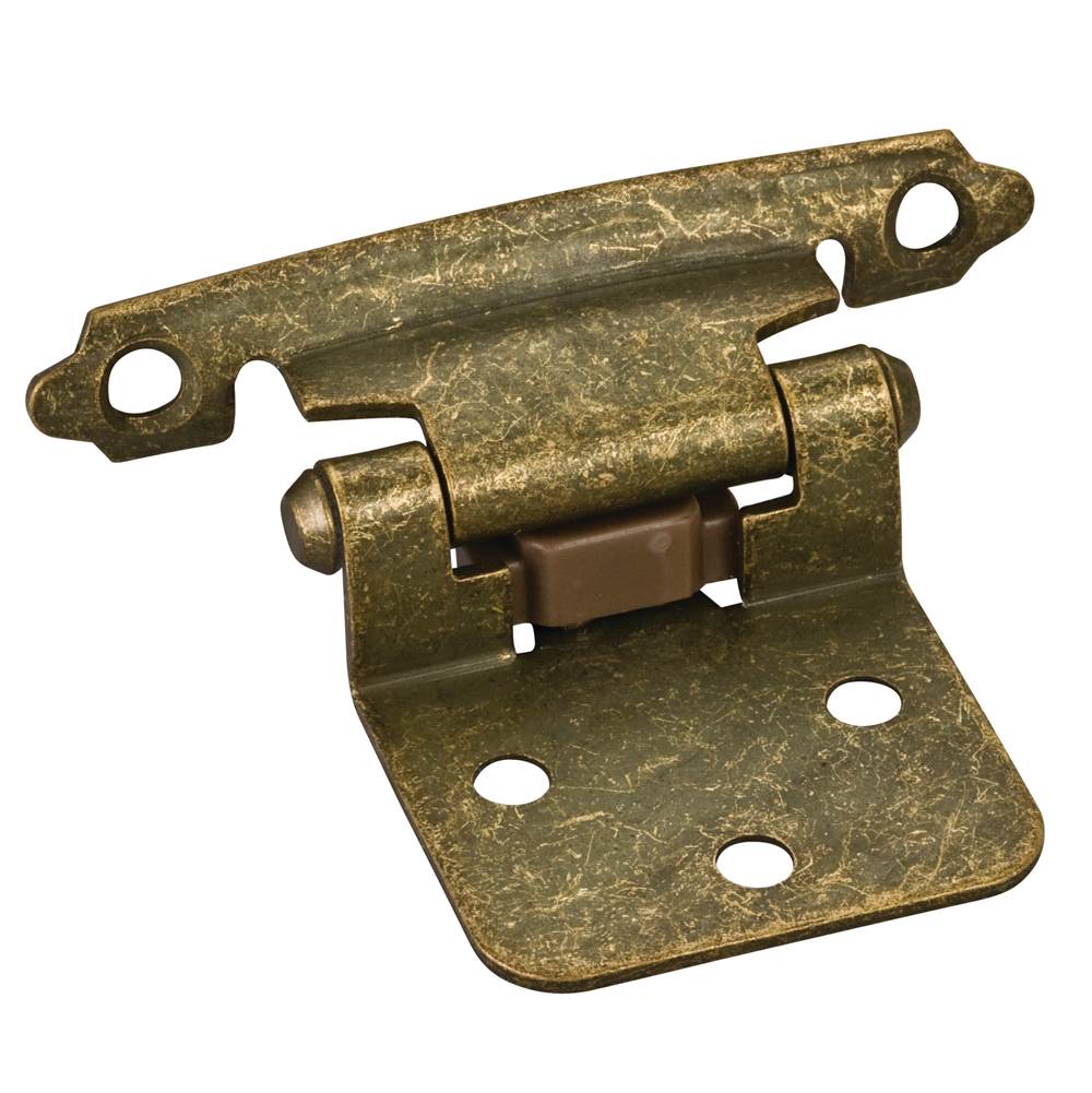Hardware Resources - Traditional 1/2'' Overlay Hinge with Screws - Burnished Brass - Brushed Brass