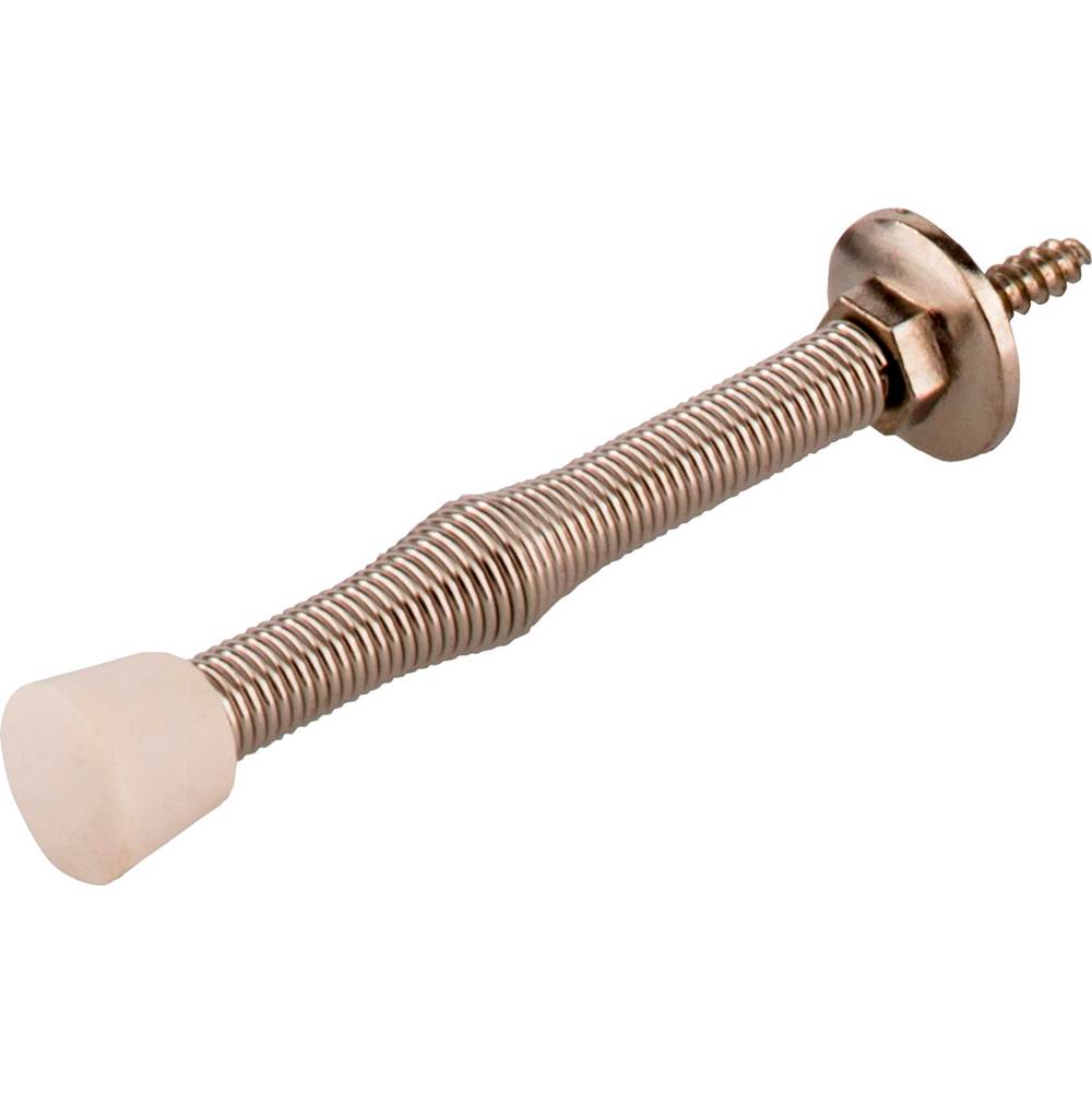 Hardware Resources - 3'' Nickel Spring Door Stop with Rubber Tip - Polished Nickel