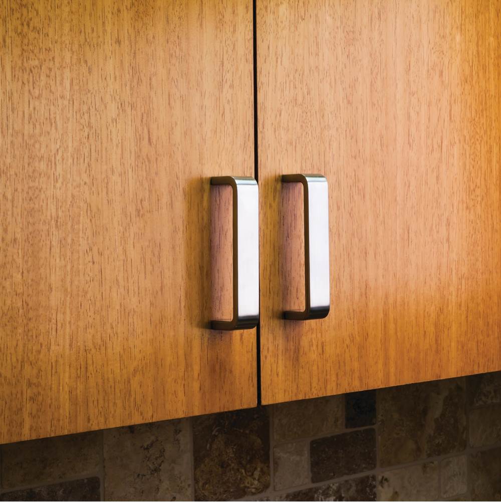 128 mm Center-to-Center Brushed Chrome Square Asher Cabinet Pull