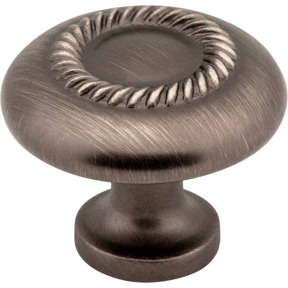 Hardware Resources - 1-1/4'' Diameter Brushed Pewter Rope Detailed Cypress Cabinet Mushroom Knob - Brushed Pewter