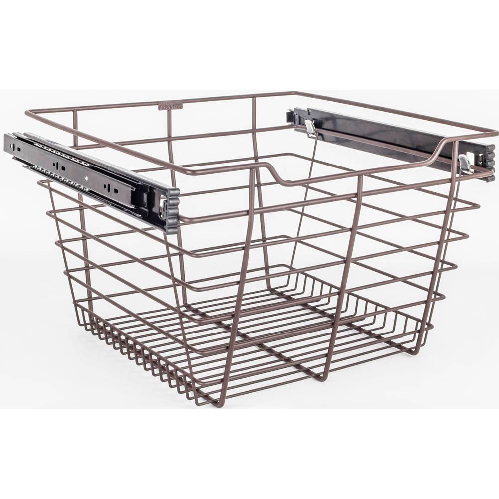 Hardware Resources - Dark Bronze Closet Pullout Basket with Slides 16''D x 17''W x 11''H - Dark Bronze