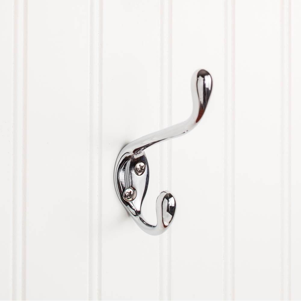 Hardware Resources - 4-1/2'' Polished Chrome Large Transitional Double Prong Wall Mounted Hook - Polished Chrome