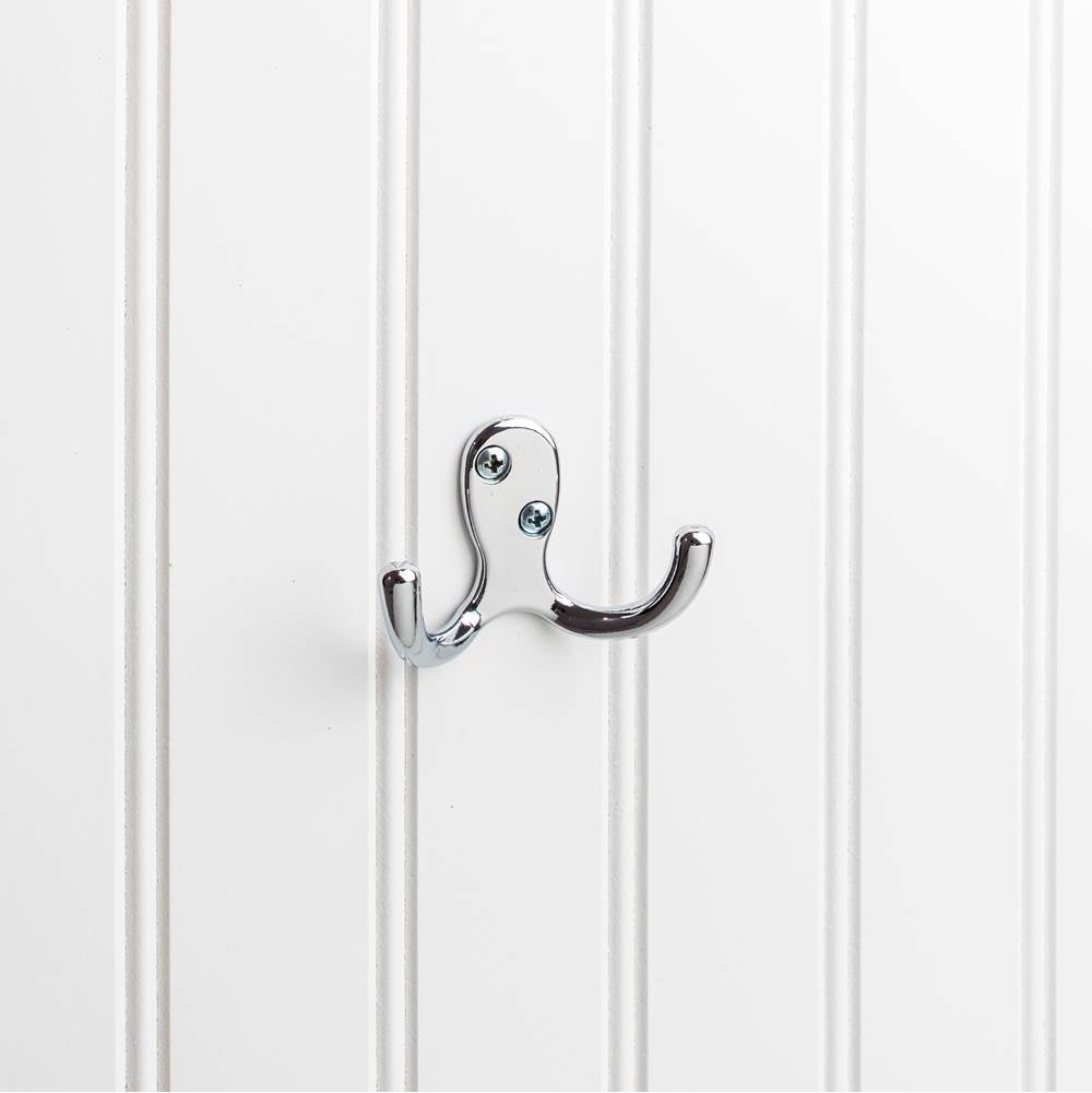 Hardware Resources - 1-7/8'' Polished Chrome Heavy Duty Double Prong Wall Mounted Hook - Polished Chrome