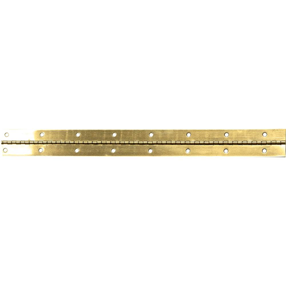 Hardware Resources - Polished Brass 1-1/2'' 21 Gauge Steel Piano Hinge in 6 ft Length - Polished Brass