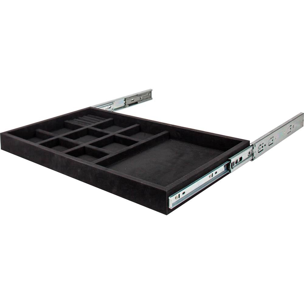 Hardware Resources - Black Felt 10-Compartment Jewelry Organizer Drawer - Black