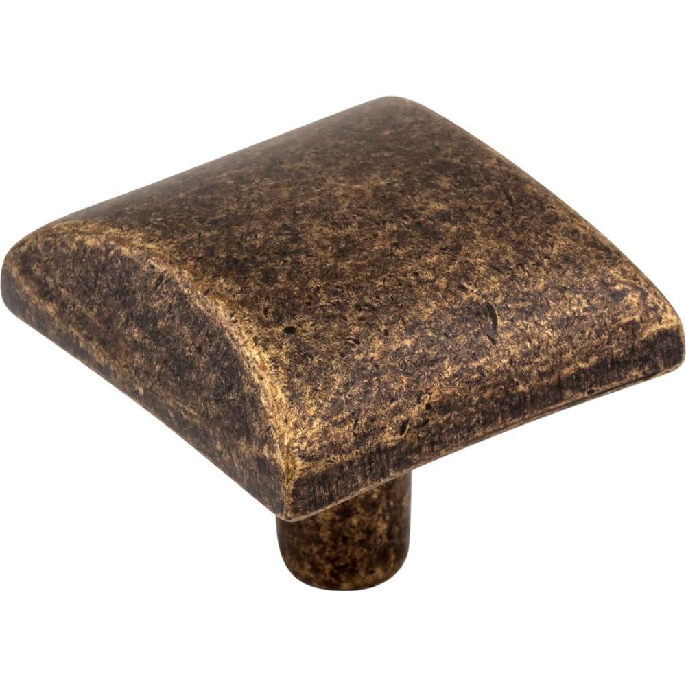 Hardware Resources - 1-1/8'' Overall Length Distressed Antique Brass Square Glendale Cabinet Knob - Distressed Antique Brass