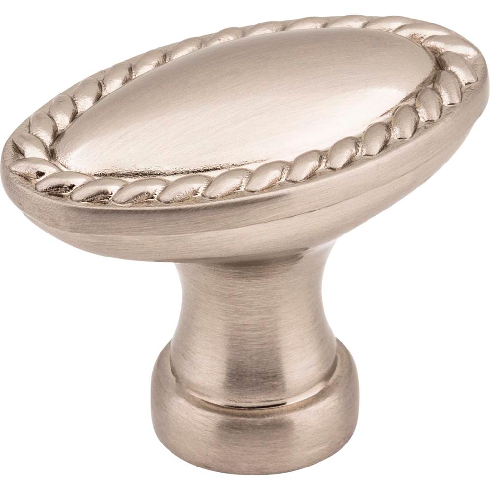Hardware Resources - 1-3/8'' Overall Length Satin Nickel Oval Rope Detailed Lindos Cabinet Knob - Satin Nickel