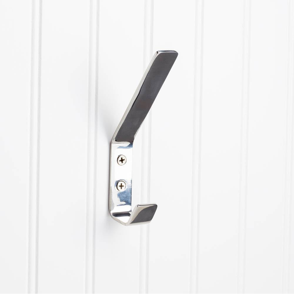 Hardware Resources - 5-9/16'' Polished Stainless Steel Modern Double Prong Wall Mounted Hook - Polished Stainless Steel