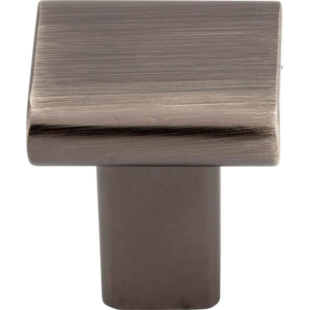1'' Overall Length Brushed Pewter Square Park Cabinet Knob