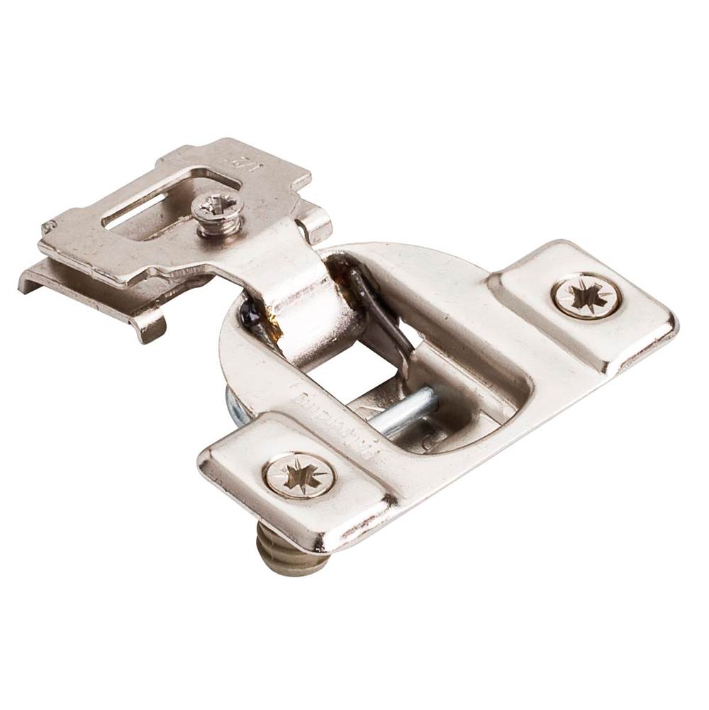 Hardware Resources - 105 degree 1/2'' Economical Standard Duty Self-close Compact Hinge with 8 mm Dowels and 4-Way Adjustment - Polished Nickel