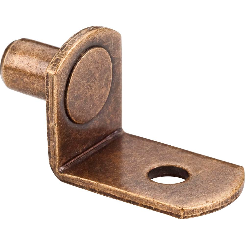 Hardware Resources - Antique Brass 1/4'' Pin Angled Shelf Support with 3/4'' Arm and 1/8'' Hole - Priced and Sold by the Thousand - Brushed Antique Brass