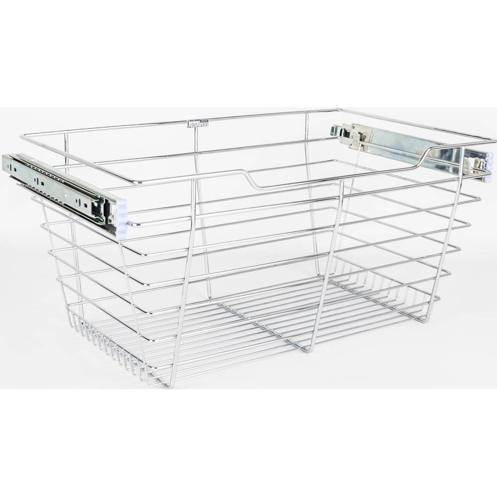 Hardware Resources - Chrome Closet Pullout Basket with Slides 16''D x 23''W x 11''H - Polished Chrome