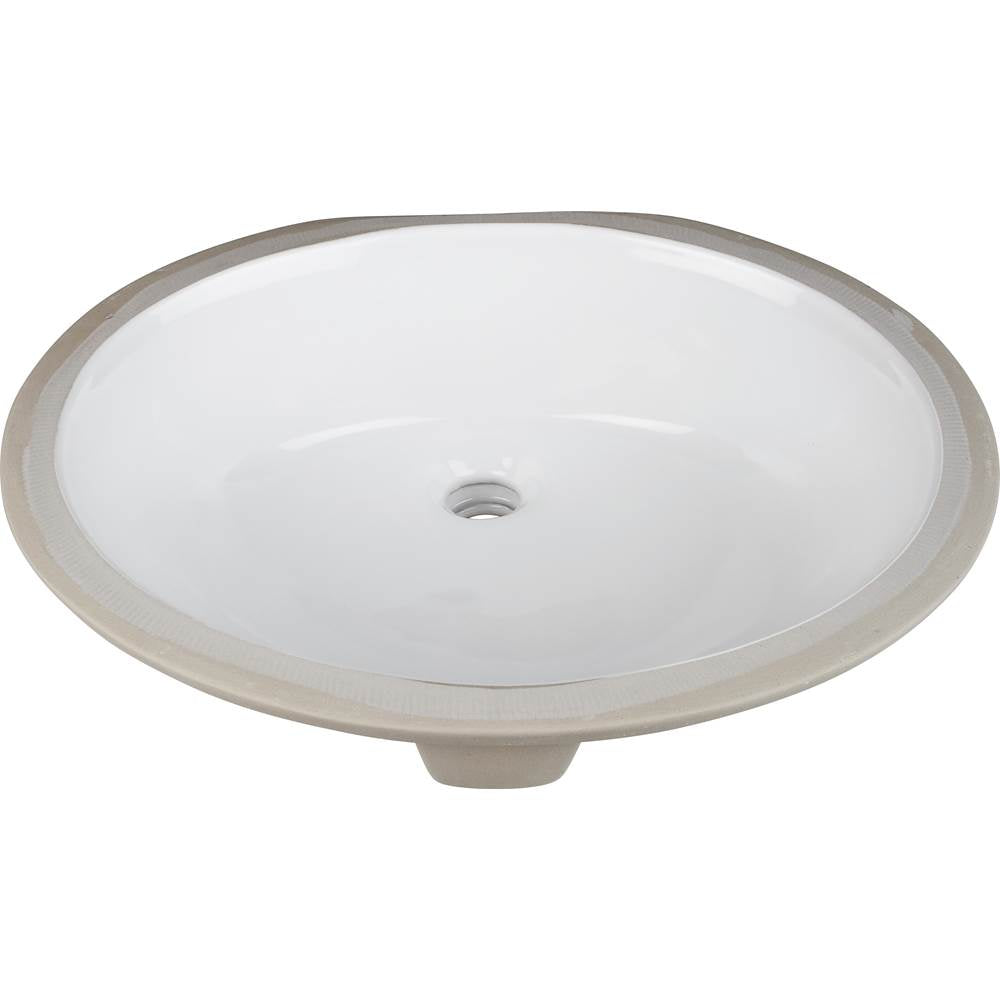 Hardware Resources - 17-3/8'' x 14-1/4'' White Oval Undermount Porcelain Bathroom Sink With Overflow - White