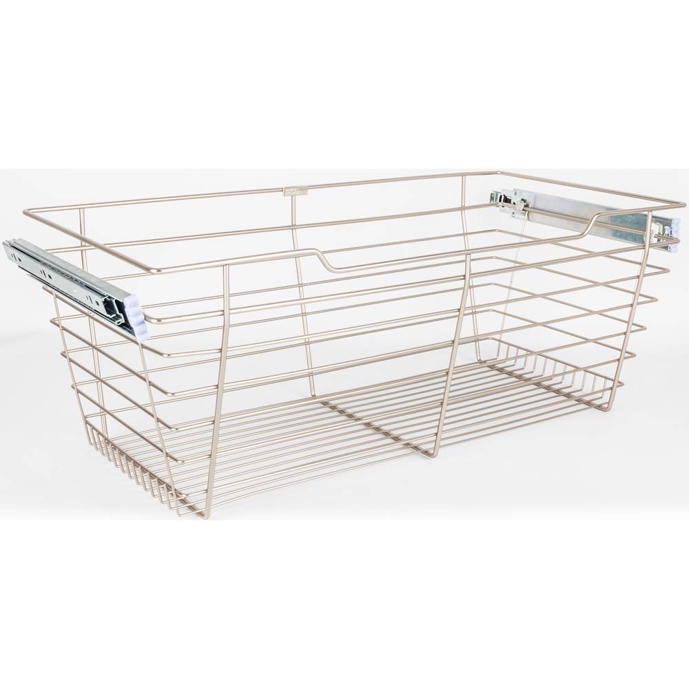 Hardware Resources - Satin Nickel Closet Pullout Basket with Slides 16''D x 23''W x 11''H - Satin Nickel