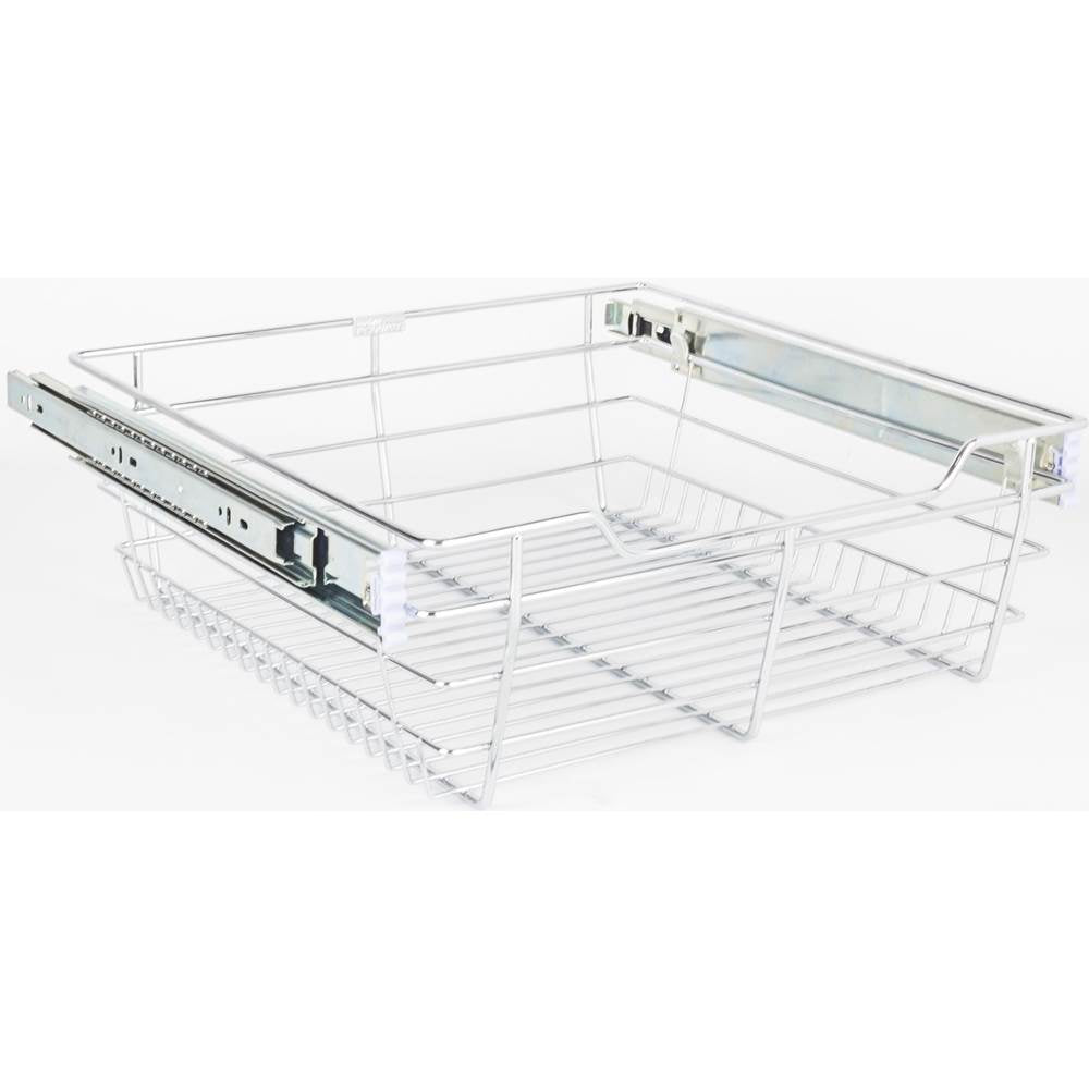 Hardware Resources - Chrome Closet Pullout Basket with Slides 14''D x 17''W x 6''H - Polished Chrome