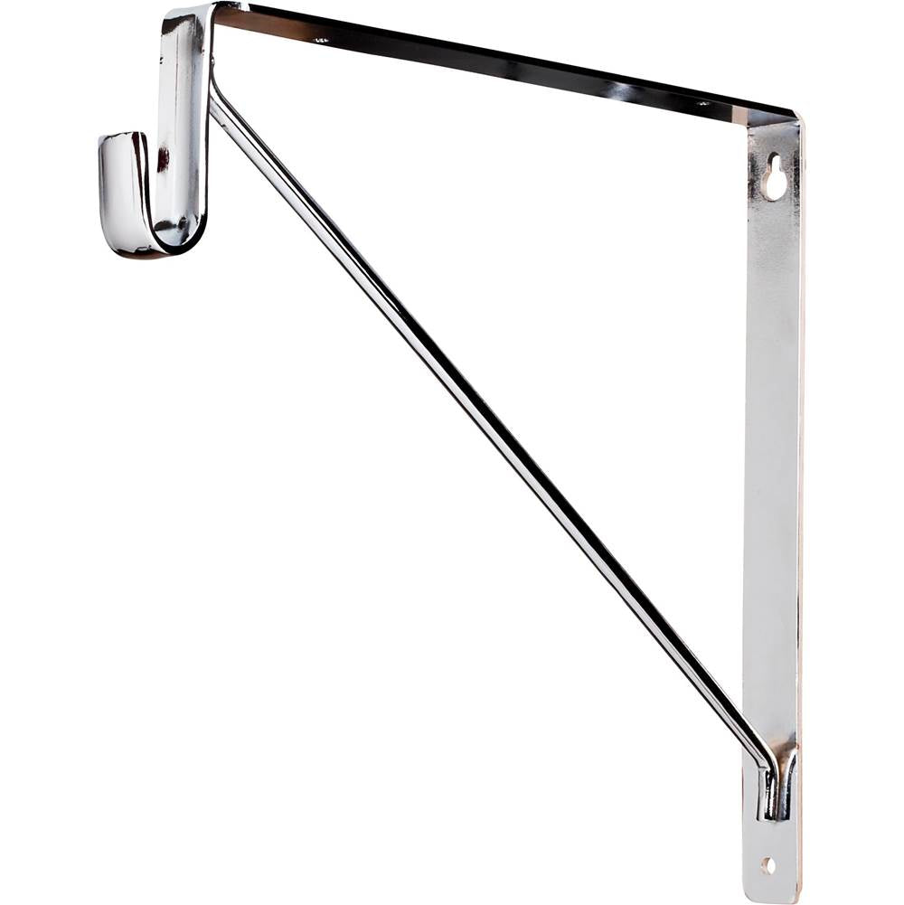 Hardware Resources - Chrome Shelf Bracket with Rod Support for Oval Closet Rods - Chrome