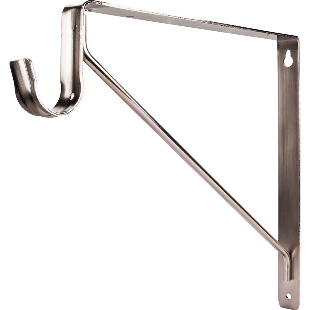 Hardware Resources - Satin Nickel Shelf Bracket with Rod Support for 1-5/16'' Round Closet Rods - Satin Nickel