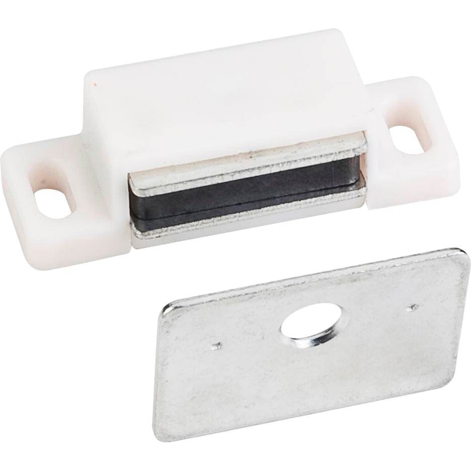 Hardware Resources - 15 lb. White Single Magnetic Catch with Zinc Strike and Screws - White