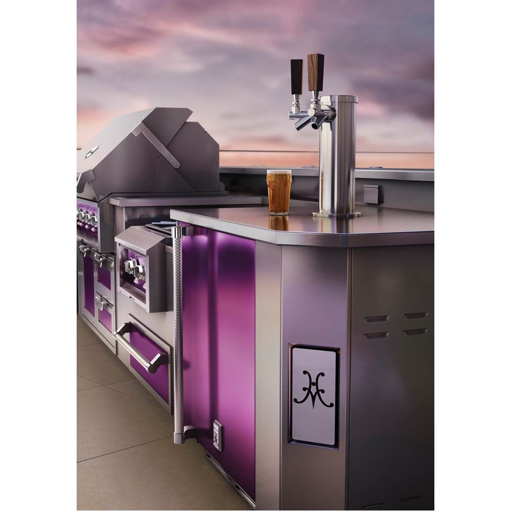 24'' Double Faucet Beer Dispenser, Solid Door, and Lock, Right Hinged