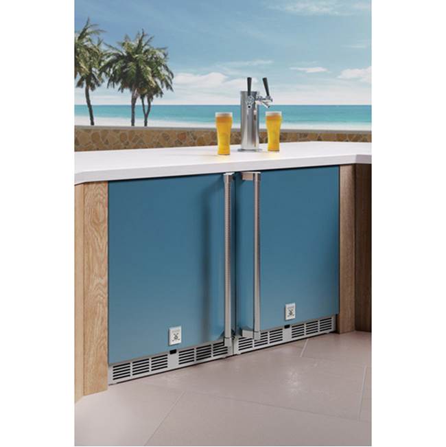 24'' Double Faucet Beer Dispenser, Solid Door, and Lock, Right Hinged