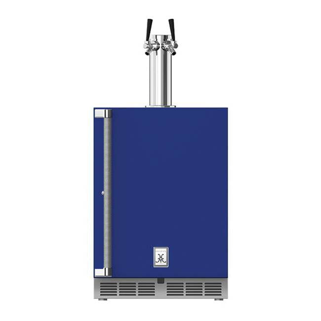 Hestan - 24'' Double Faucet Beer Dispenser, Solid Door, and Lock, Right Hinged - Prince Blue