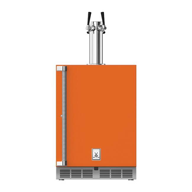 Hestan - 24'' Double Faucet Beer Dispenser, Solid Door, and Lock, Right Hinged - Citra Orange