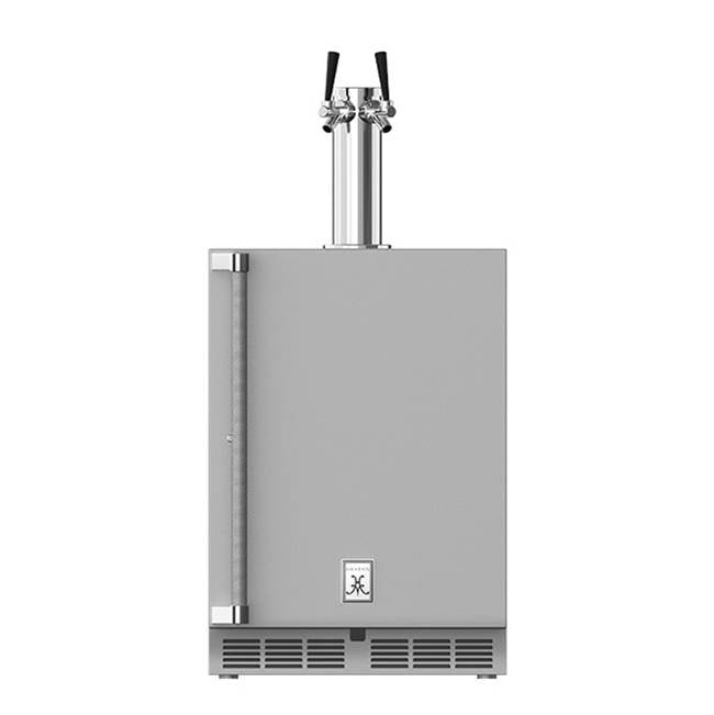 Hestan - 24'' Double Faucet Beer Dispenser, Solid Door, and Lock, Right Hinged - Stainless Steel