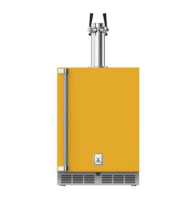 Hestan - 24'' Double Faucet Beer Dispenser, Solid Door, and Lock, Right Hinged - Sol Yellow