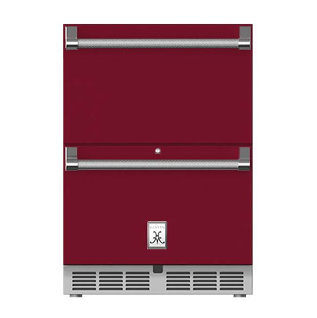 Hestan - 24'' Refrigerator Drawers, with Lock - Tin Roof Burgundy