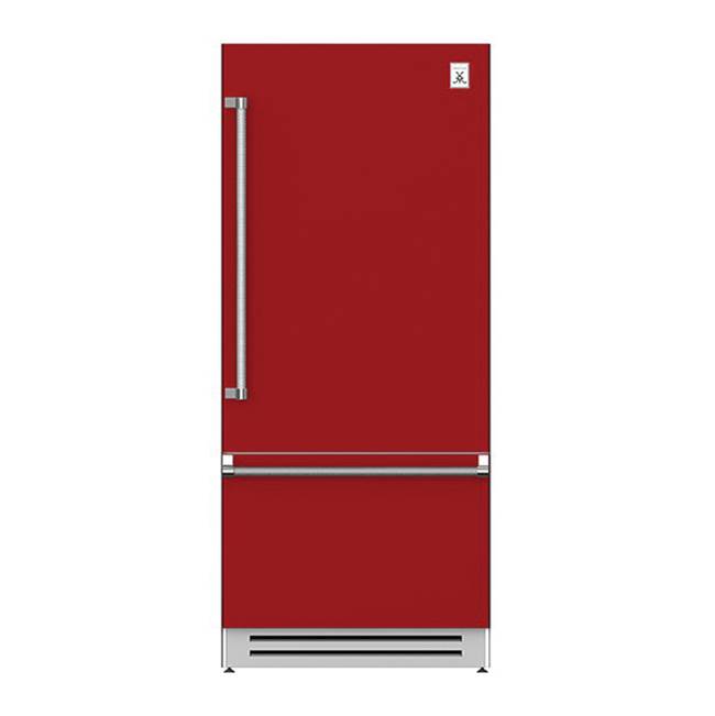 Hestan - Bottom Mount Refrigerator, Bottom Compressor, Right Hinged, 36'' - Matador Red