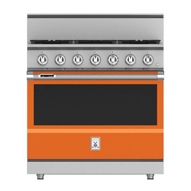 Hestan - Range, 5 Burner, Dual Fuel, Smart, 36'' - Citra Orange
