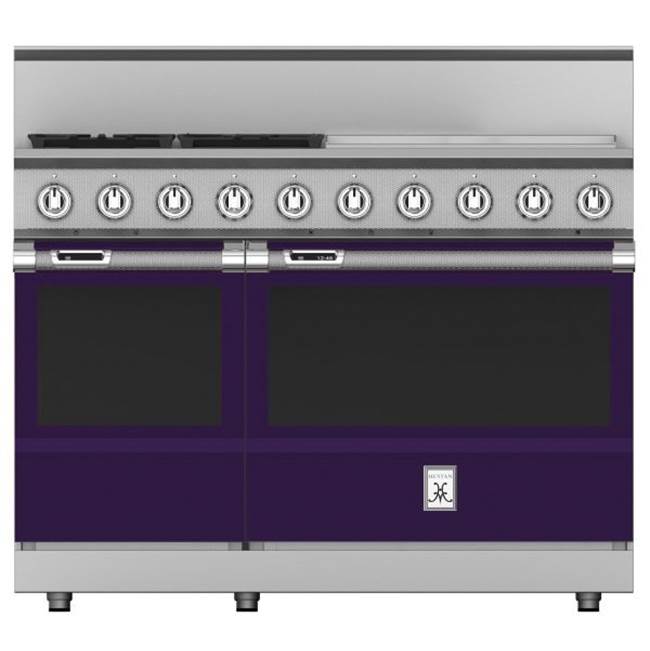 Hestan - Range, 4 Burner with 24'' Griddle, Dual Fuel, 48'' - Lush Purple