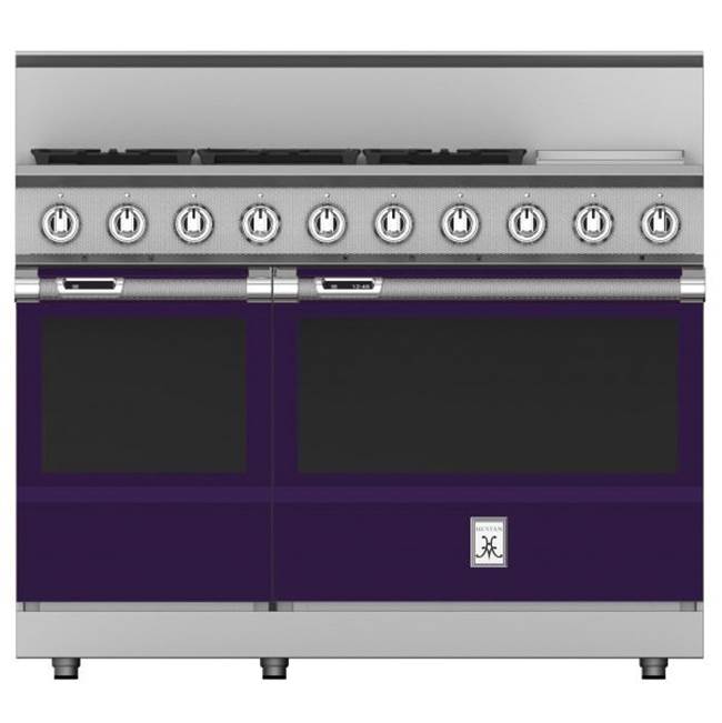 Hestan - Range, 5 Burner with Griddle, Dual Fuel, 48'' - Lush Purple