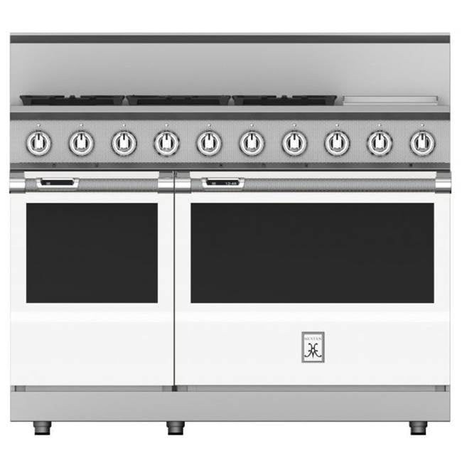 Hestan - Range, 5 Burner with Griddle, Dual Fuel, 48'' - Froth White