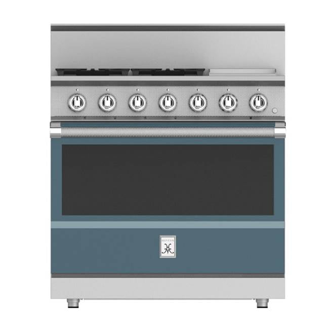 Hestan - Range, 4 Burner with Griddle, Gas, Manual Clean, 36'' - Pacific Fog Graphite Gray