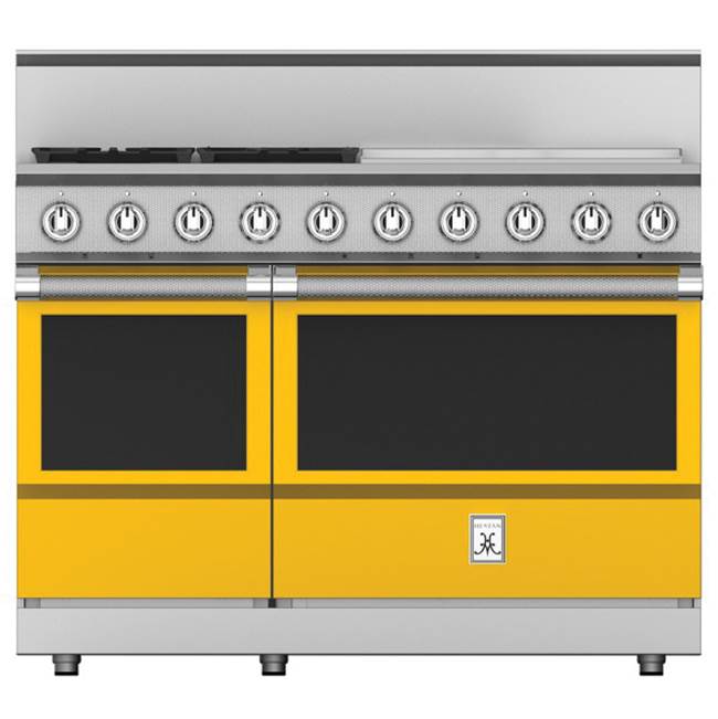 Hestan - Range, 4 Burner with 24'' Griddle, Gas, 48'' - Sol Yellow