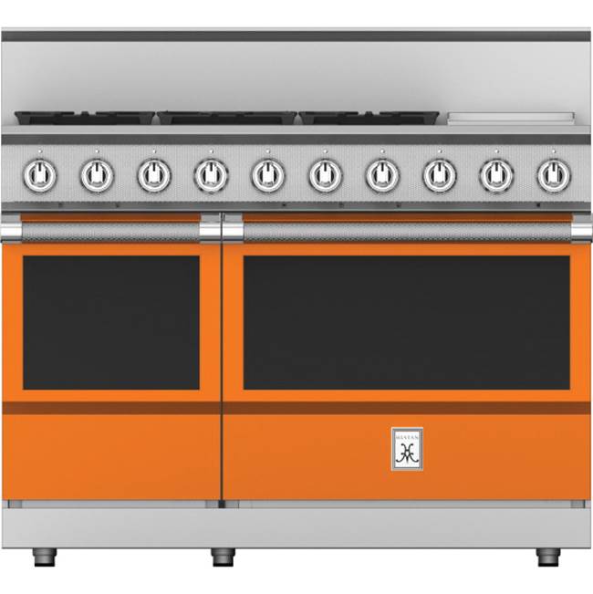 Hestan - Range, 5 Burner with Griddle, Gas, 48'' - Citra Orange