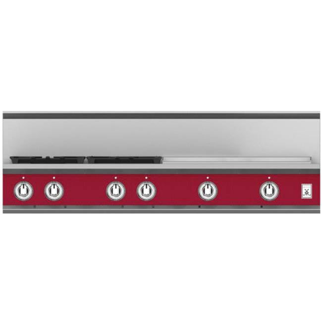 Hestan - Rangetop, 4 Burner with 24'' Griddle, 48'' - Tin Roof Burgundy