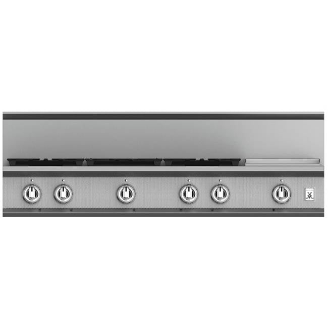Hestan - Rangetop, 5 Burner with Griddle, 48'' - Steeletto Stainless Steel