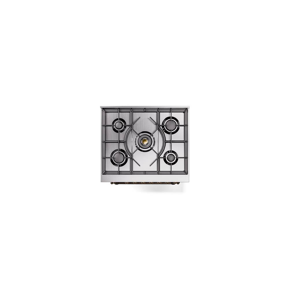 30'' Nostalgie II Series Freestanding Dual Fuel Range - Antique White - Bronze trim- Natural Gas