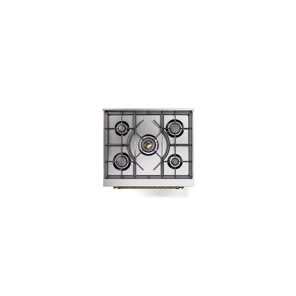 30'' Nostalgie II Series Freestanding Dual Fuel Range - Antique White - Bronze trim- Natural Gas