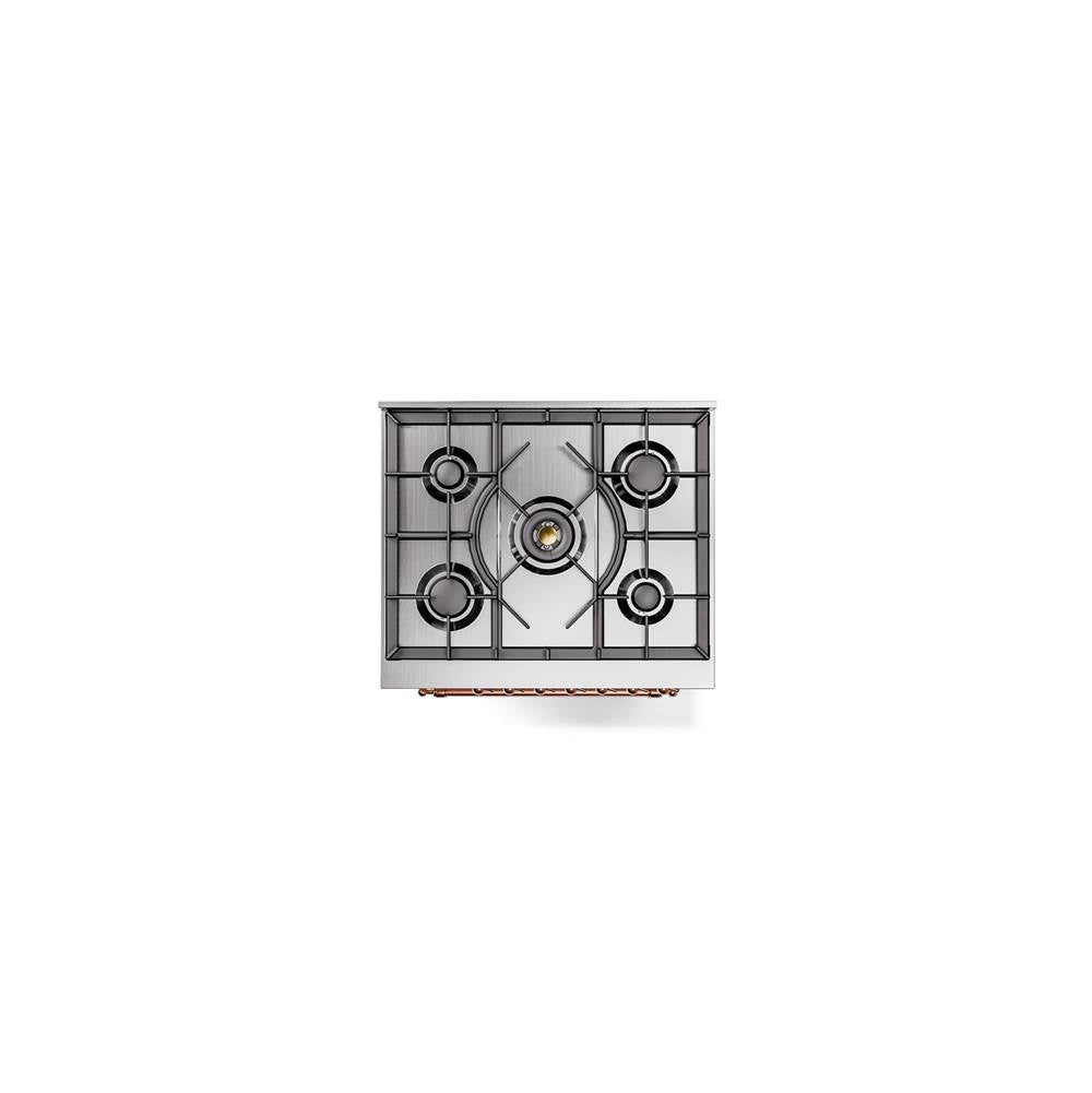 30'' Nostalgie II Series Freestanding Dual Fuel Range - Antique White - Bronze trim- Natural Gas