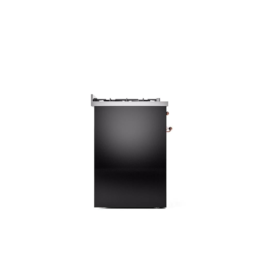 30'' Nostalgie II Series Freestanding Dual Fuel Range - Glossy Black - Bronze trim- Natural Gas
