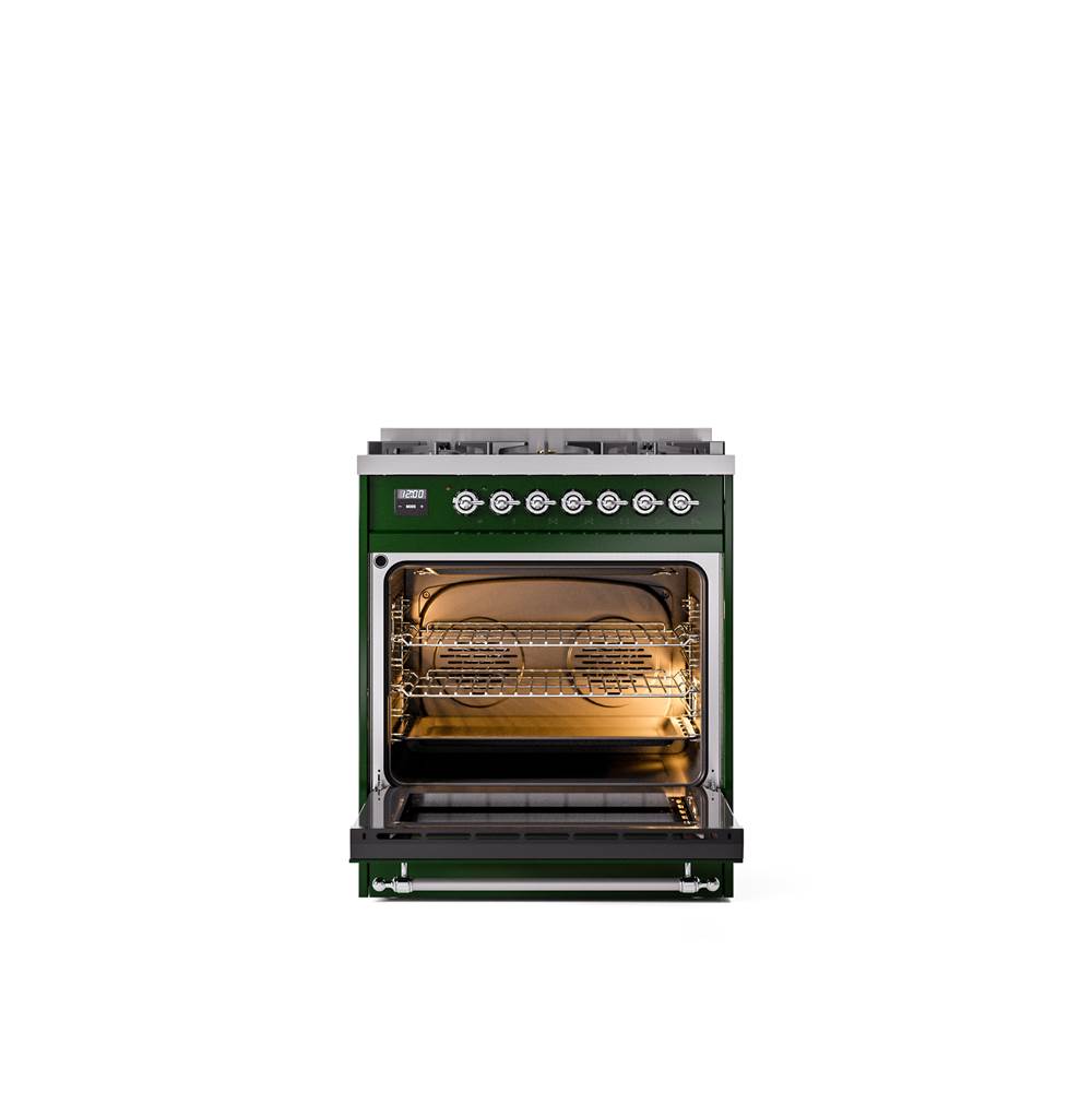 30'' Nostalgie II Series Freestanding Dual Fuel Range - Emerald Green - Bronze trim- Natural Gas