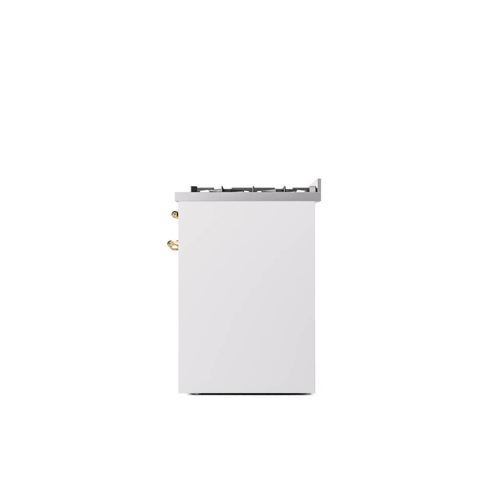 30'' Nostalgie II Series Freestanding Dual Fuel Range - White - Bronze trim- Natural Gas