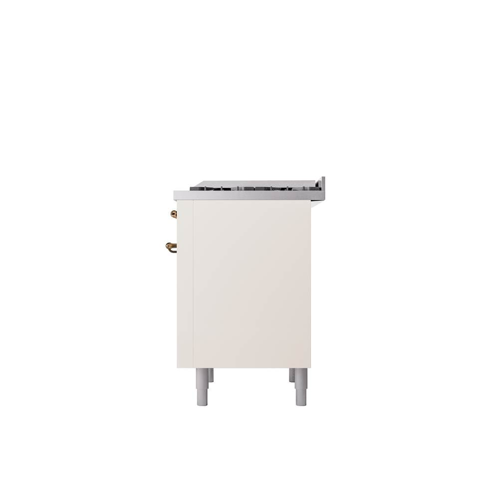36'' Nostalgie II Series Freestanding Dual Fuel Range - Antique White - Bronze trim - Griddle - Natural Gas