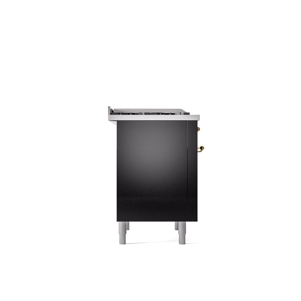 36'' Nostalgie II Series Freestanding Dual Fuel Range - Glossy Black - Bronze trim - Griddle - Natural Gas