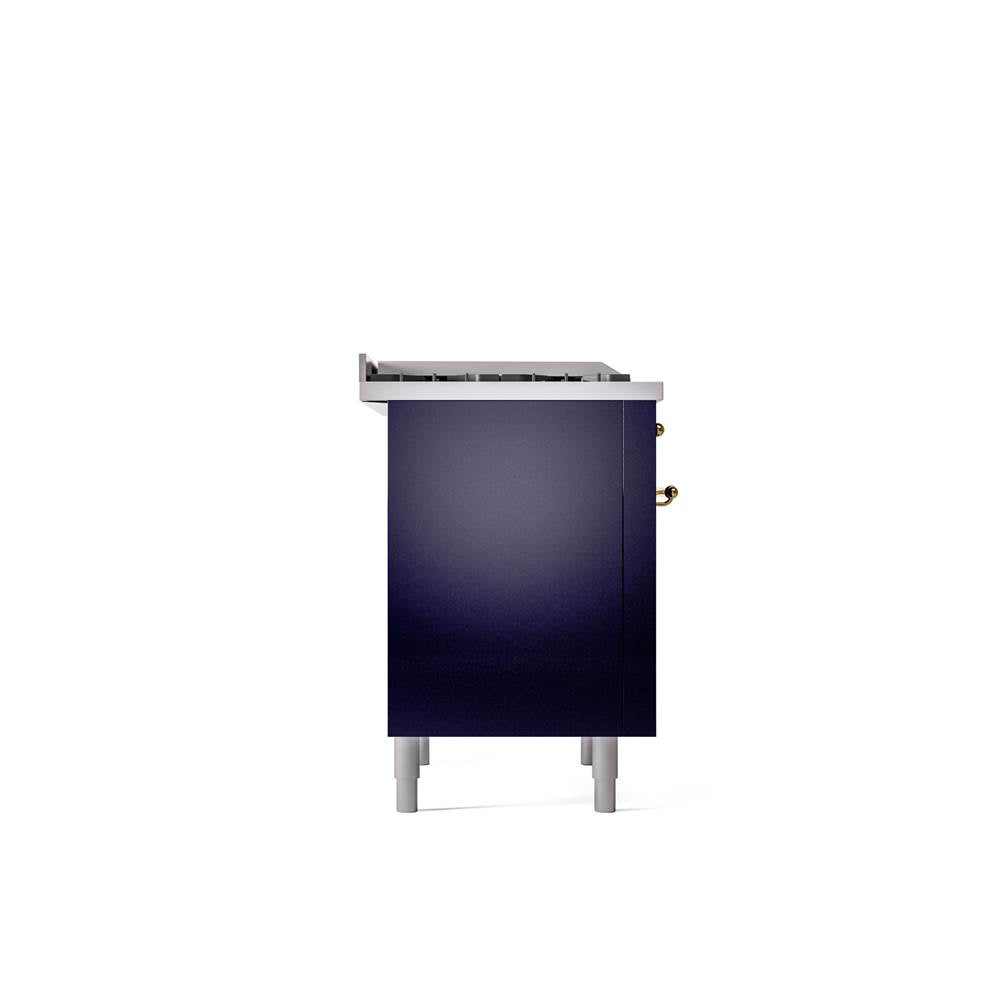 36'' Nostalgie II Series Freestanding Dual Fuel Range - Midnight Blue - Bronze trim - Griddle - Natural Gas