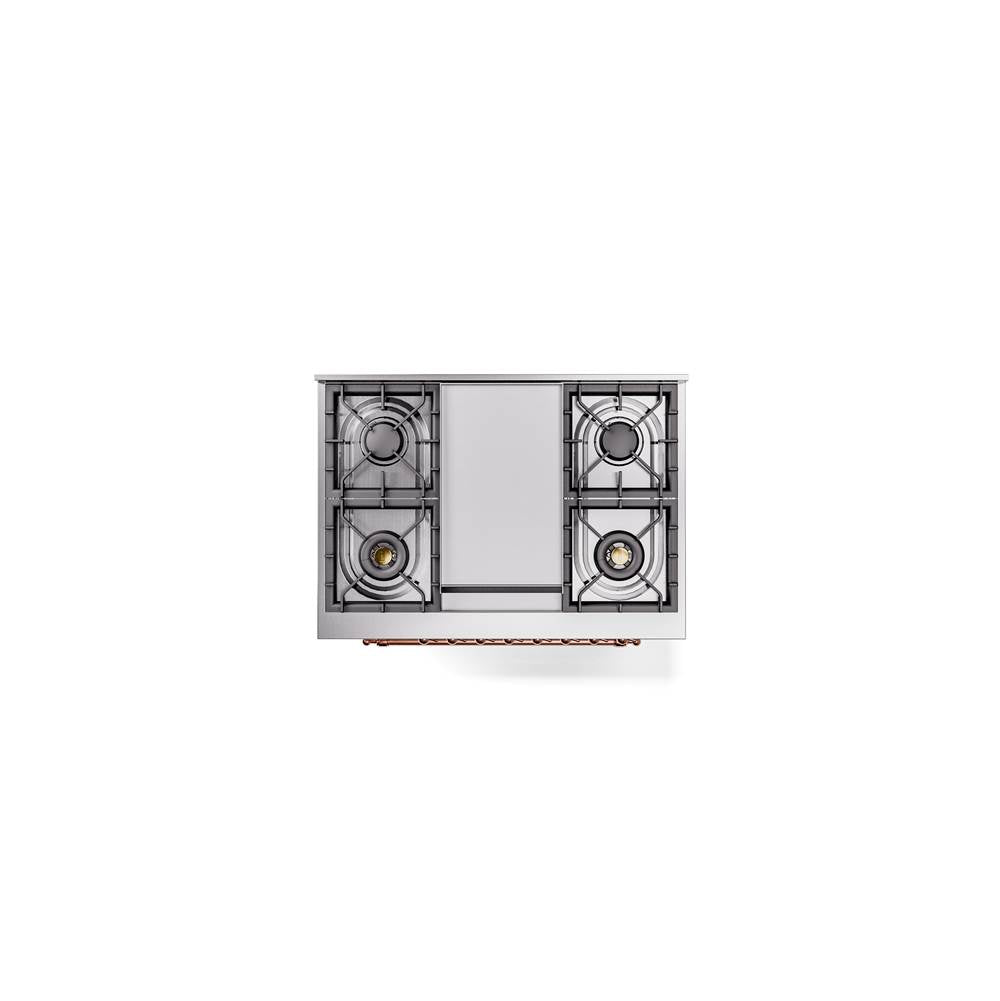 36'' Nostalgie II Series Freestanding Dual Fuel Range - White - Bronze trim - Griddle - Natural Gas