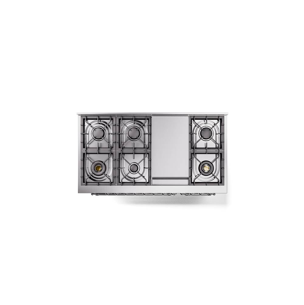 48'' Nostalgie II Series Freestanding Dual Fuel Range - Double Oven - Matte Graphite - Bronze trim - Griddle - Natural Gas